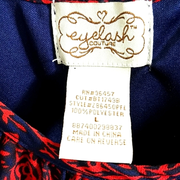 Sundress Sheer Chiffon lined red navy blue paisley Ruffled Whimsigoth Fairycore - Picture 3 of 9